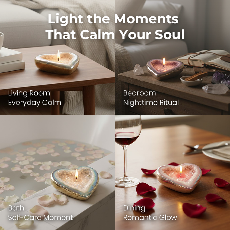 Crystal Heart Candle
