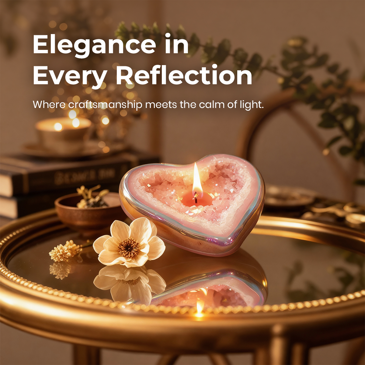 Crystal Heart Candle